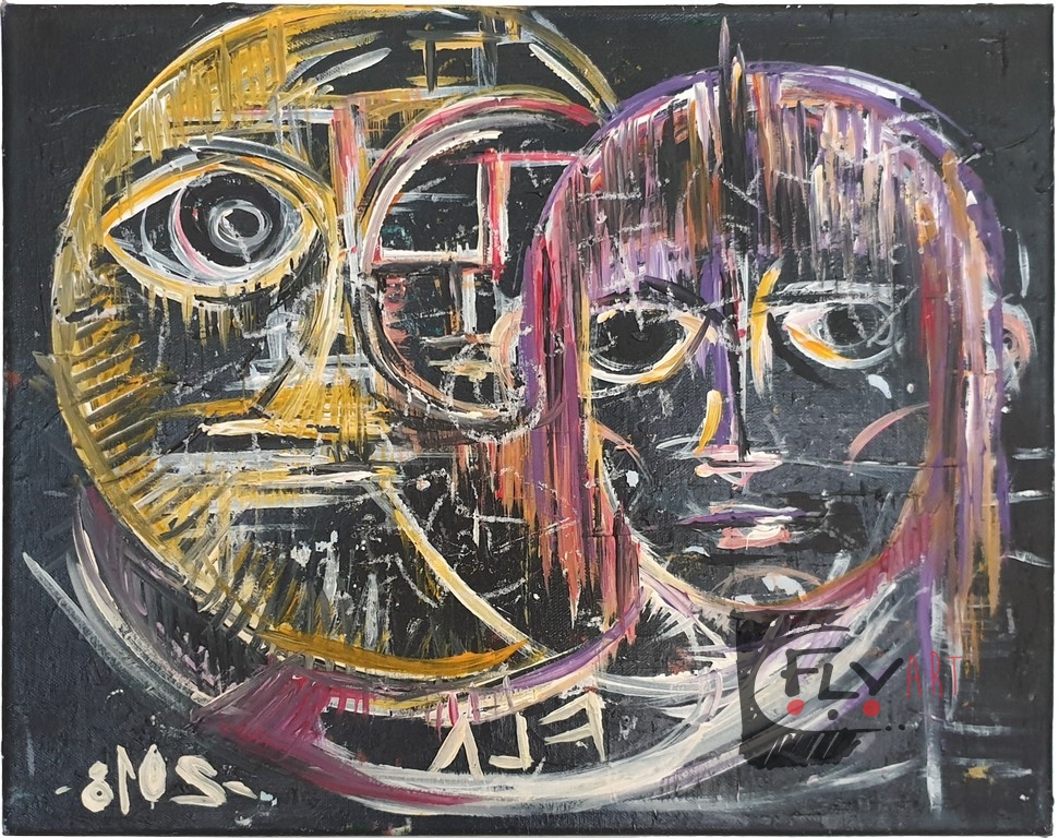 I and moon - tecnica mista