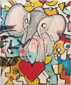 Heart elephant 2 - tecnica mista su tela